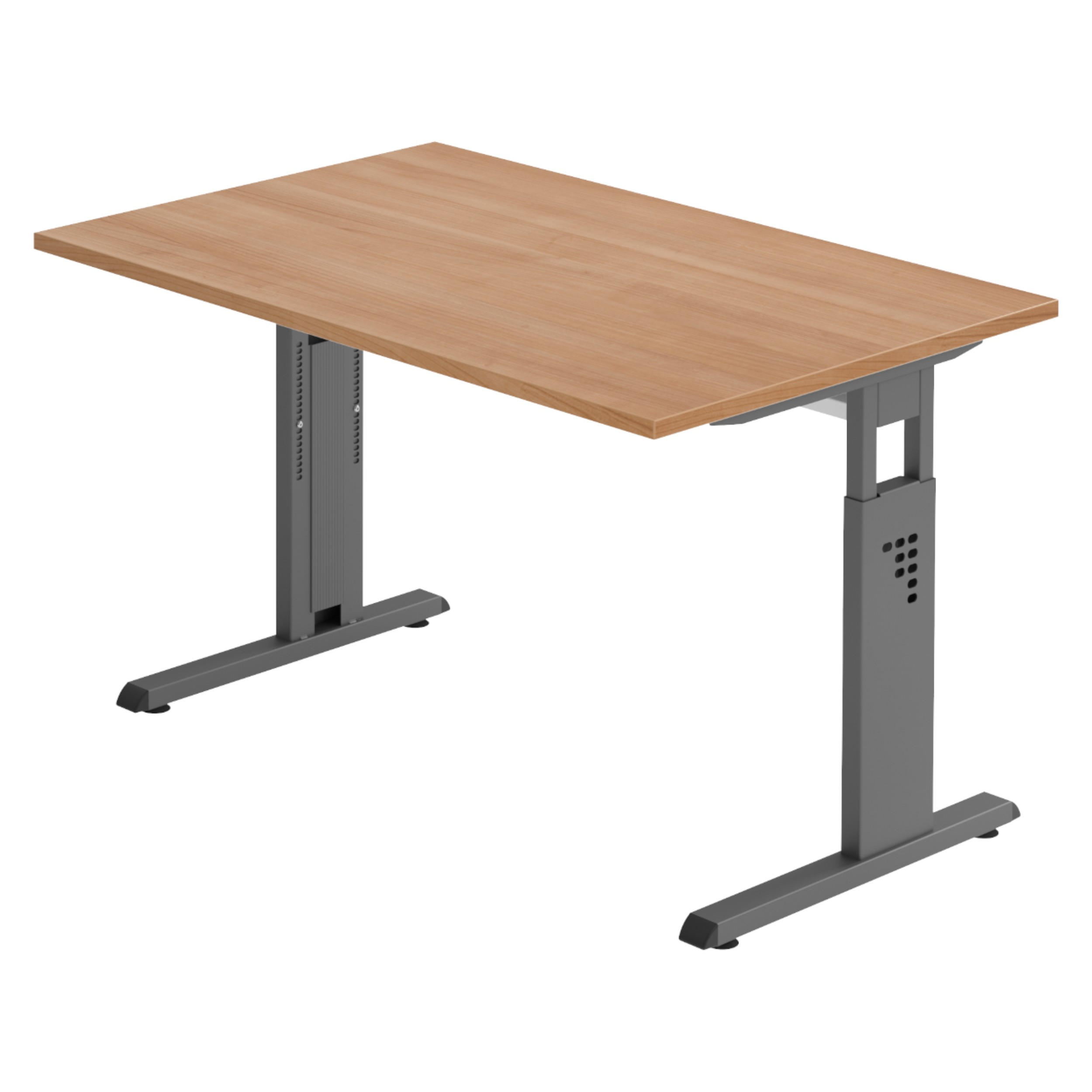 SCHREIBTISCH Serie-O 80/120/74 cm in Nussbaumfarben/Graphitfarben - Nussbaumfarben/Graphitfarben, Holzwerkstoff (80/120/74cm) - bümö
