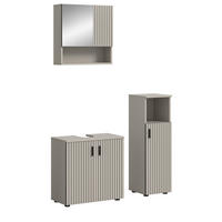 BADMÖBEL-SET Kaschmir 3-teilig 105 cm, Badkombination in modernem Design - Kaschmir/Schwarz, Glas/Holzwerkstoff (105/180/30cm) - Inn.Furn