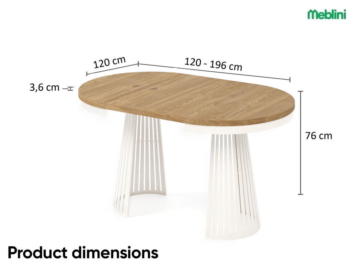 ESSTISCH Cone Bis - Kaschmir/Eichefarben, Holzwerkstoff/Metall (120/120/76cm) - Meblini