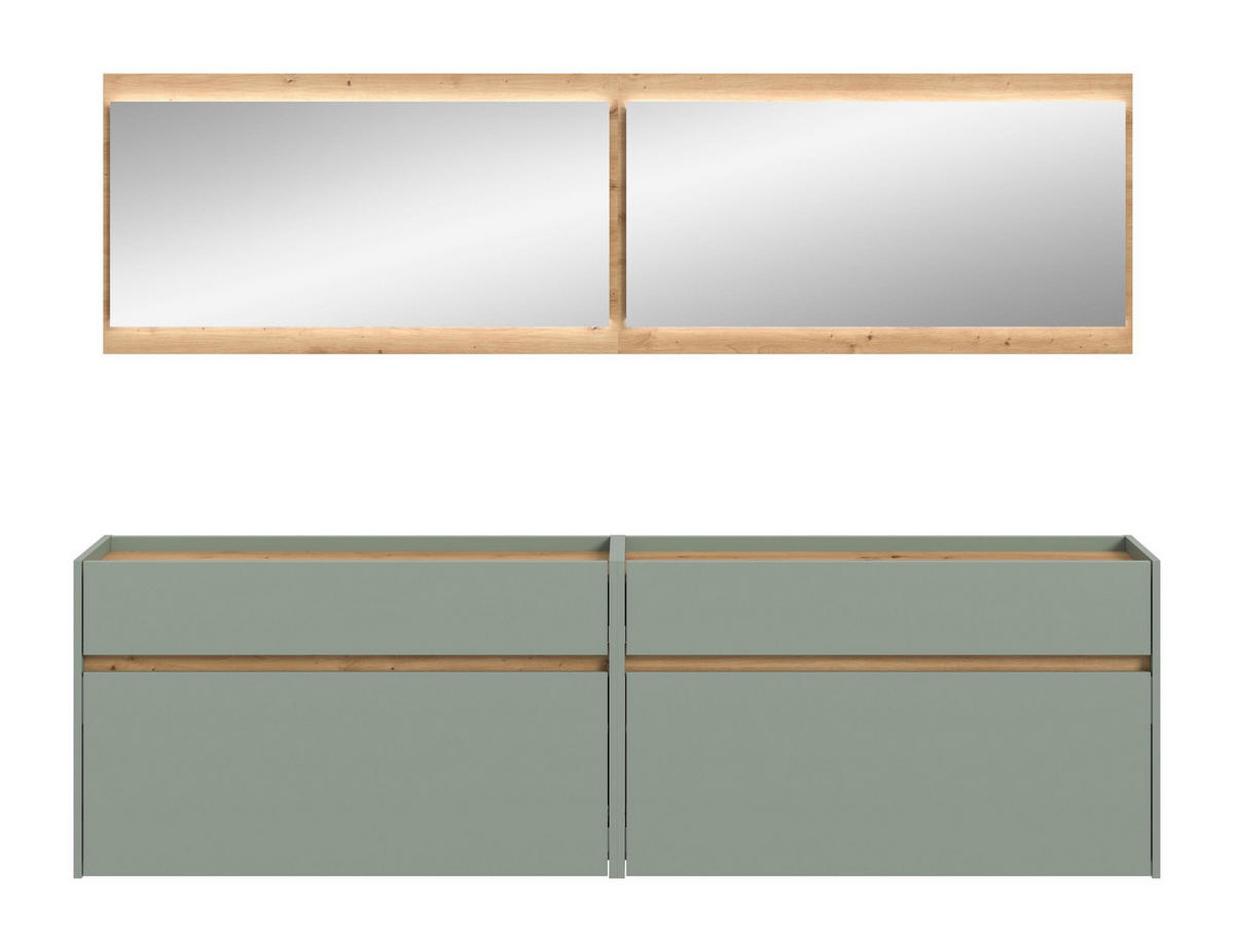 GARDEROBEN-SET DRIVE (B/H/T: ca. 220/192/32 cm) in Salbei/Salbei - Salbeigrün, Holzwerkstoff (220/192/32cm)