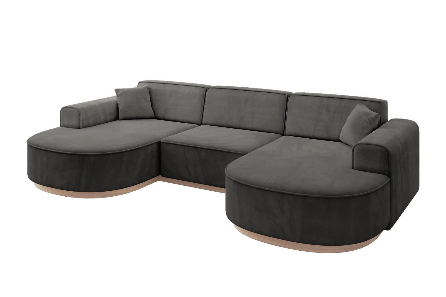 WOHNLANDSCHAFT MARI-U1-v1 - 303x171x83 cm Dunkelgrau Velours - Dunkelgrau, Holzwerkstoff/Textil (303/83/171cm) - ALTDECOR
