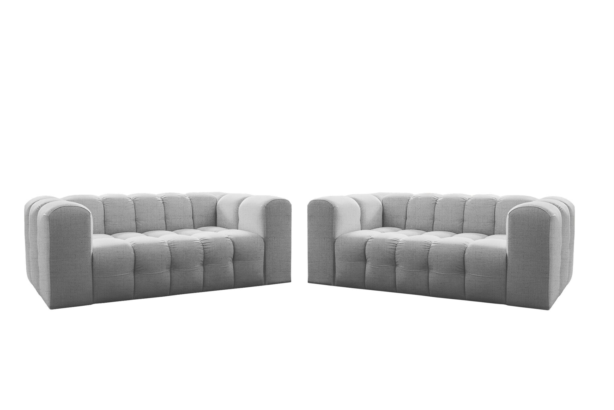 SOFASET Solvie 2-2 In Moly - Hellgrau, Holzwerkstoff/Textil (200/75/106cm) - Fun Möbel