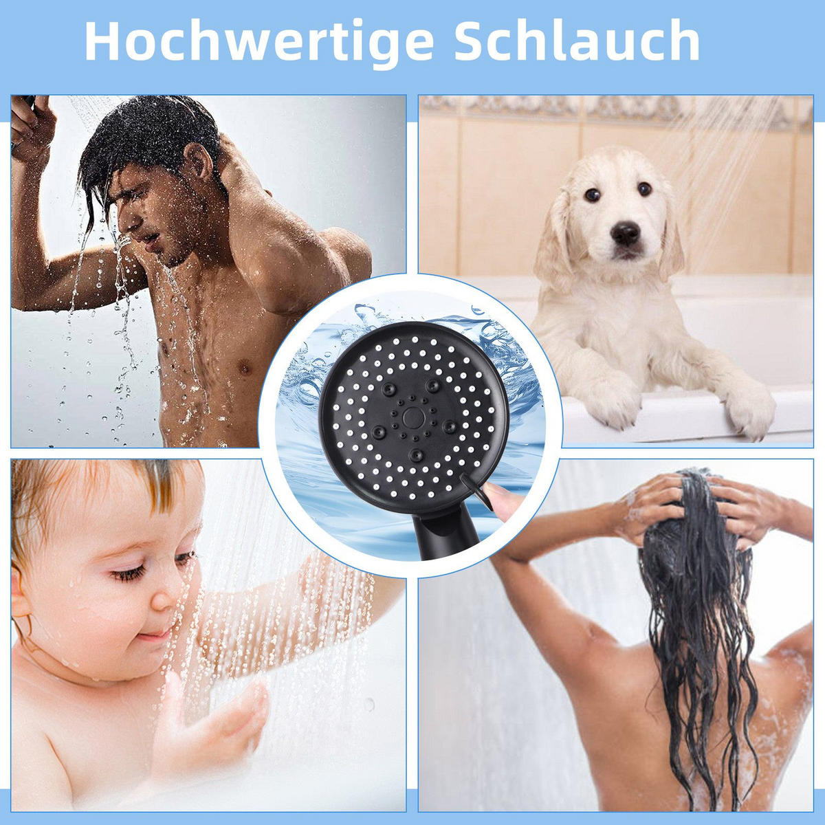 DUSCHKOPF WasserOase - Schwarz, Kunststoff (4/26/9cm) - Nettlife