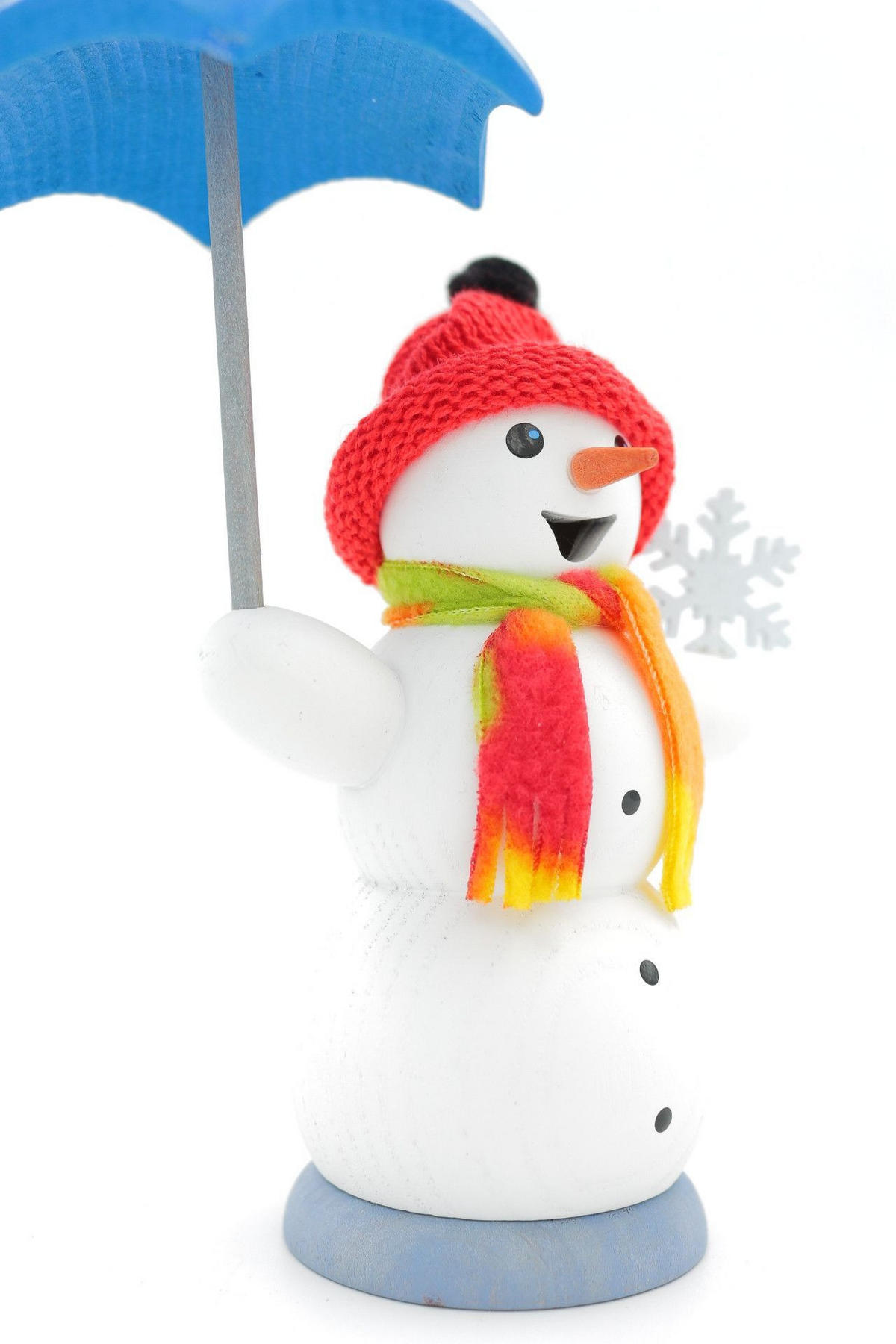 RÄUCHERFIGUR Räuchermännchen Schneemann mit Schirm 13 cm - Multicolor, Holz (6/13/10cm)
