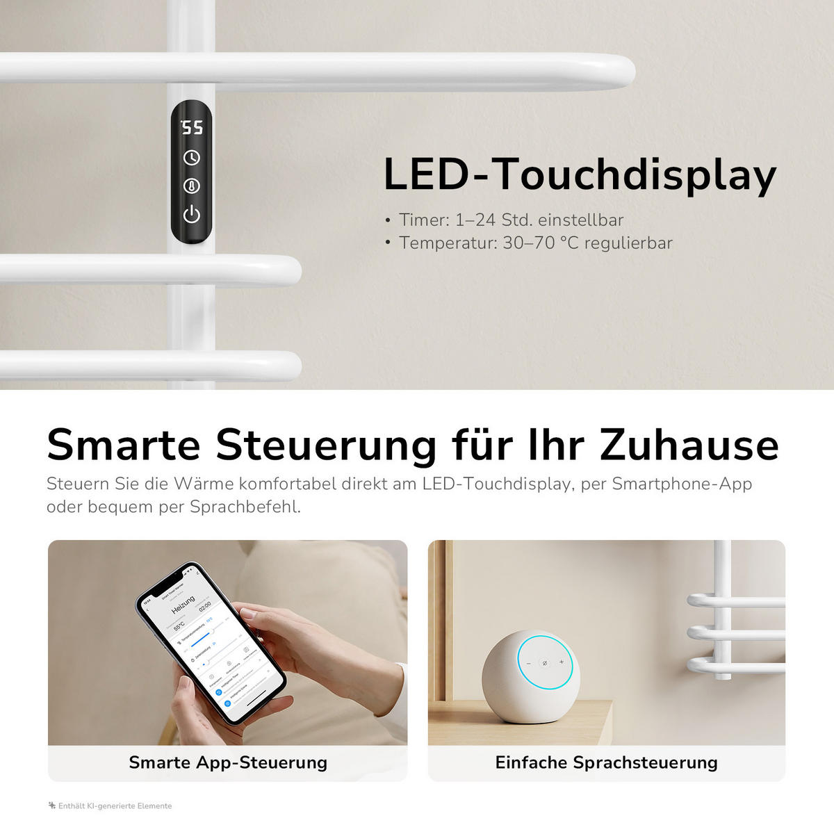 HEIZKÖRPER Elektrisch - Weiß, Metall (66/66/16.5cm) - EMKE