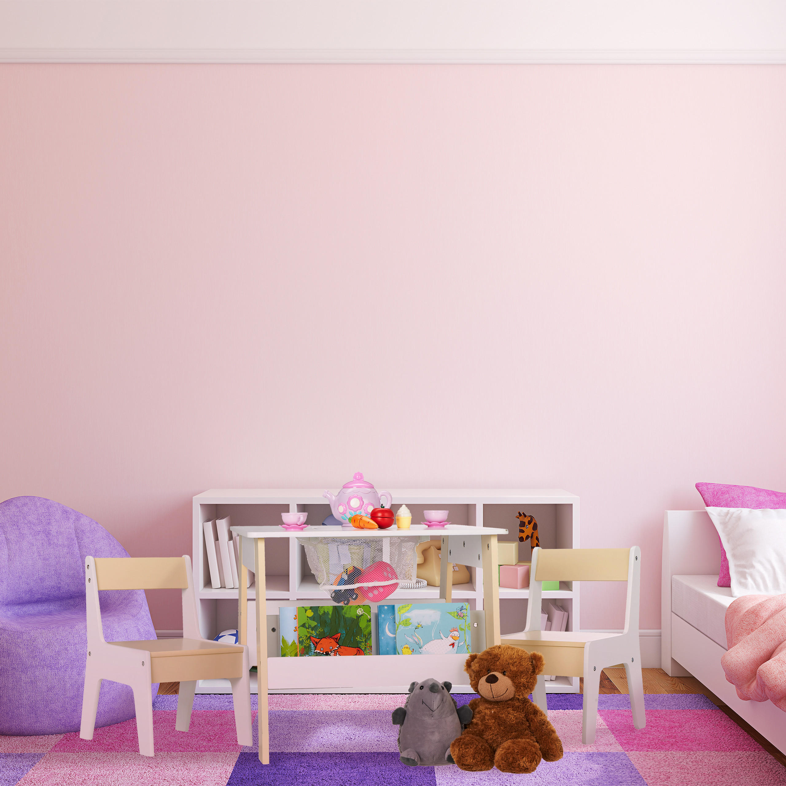 3-TLG.KINDERSITZGRUPPE - Weiß, Holzwerkstoff (55/51/69cm) - Relaxdays