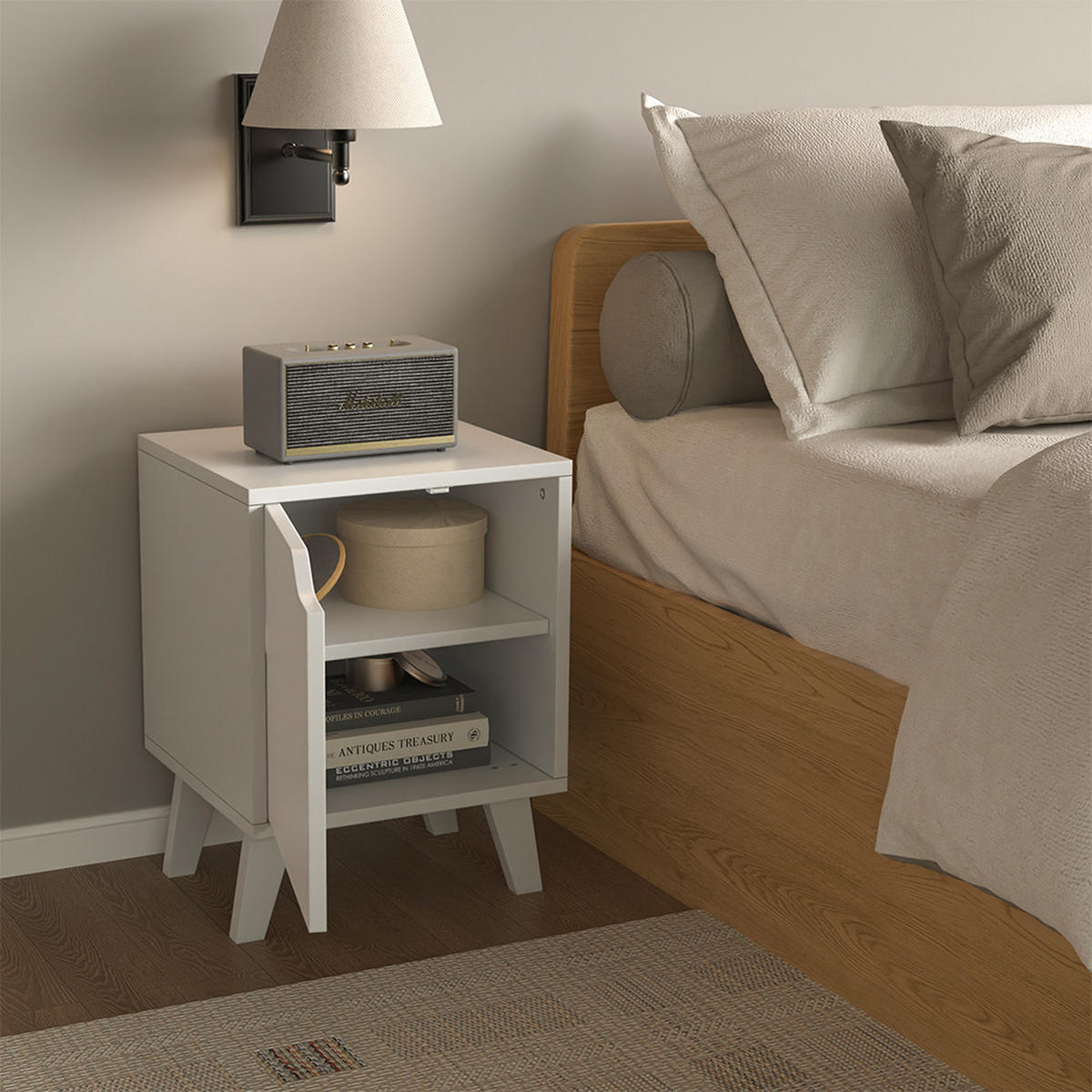 NACHTTISCH Malu Weiß 2er Set - Weiß, Holzwerkstoff (34.5/47/32cm) - Vicco