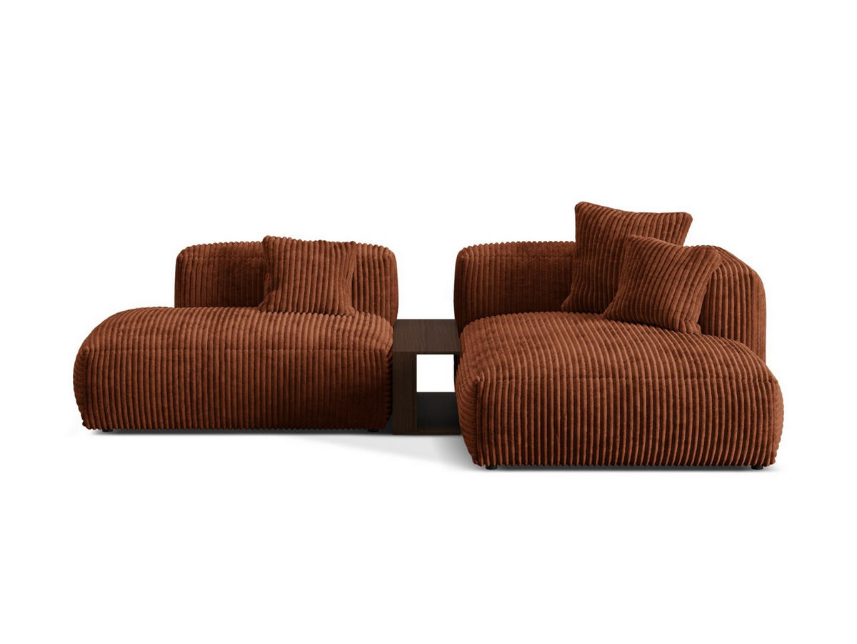 ECKSOFA modular rechts Martina aus Cord ziegelrot 2 Sitzplätze - Orange, Textil (176/285cm) - Micadoni
