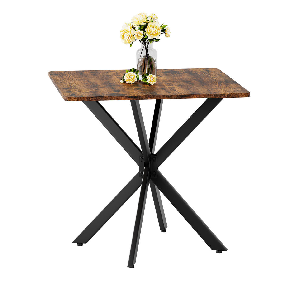 BEISTELLTISCH 80/80/75 cm mit X-Gestell und höhenverstellbaren Füßen in Holzoptik, Braun - Braun, Holzwerkstoff (80/80/75cm) - Redom