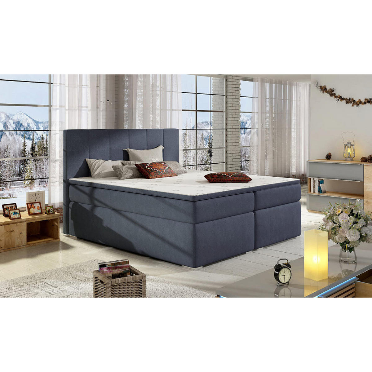 BOXBETT Bolero Bonellfederkern inkl - Blaugrau, Holz/Holzwerkstoff (180/200cm) - Best For Home