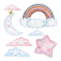 WANDAUFKLEBER 100x137cm - Der Himmel bei Nacht - Multicolor, Kunststoff (100/137/0.1cm) - Wallfluent