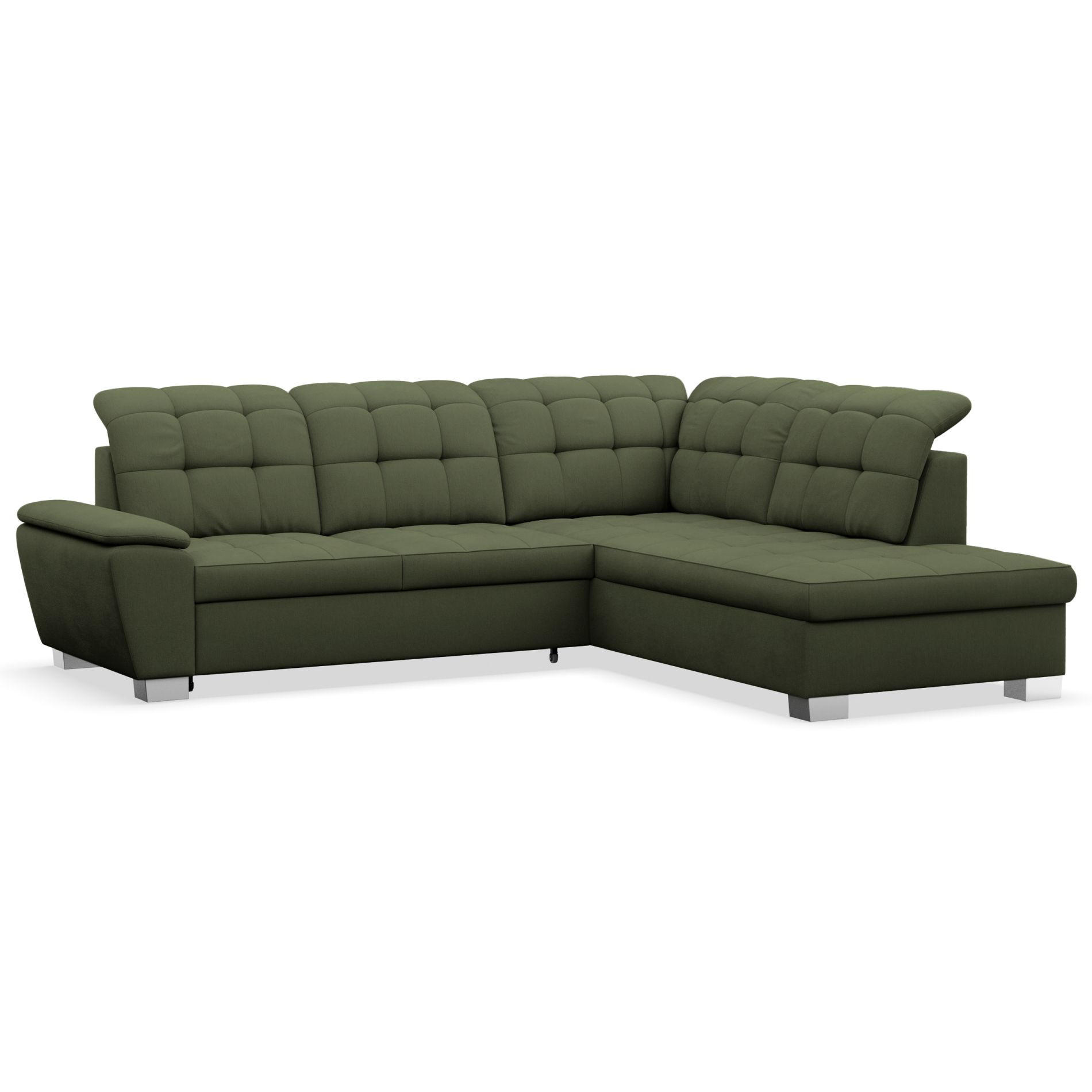 ECKSOFA Jamaal Khaki rechtsseitig - Schwarz/Grün, Textil (258/212cm) - Selsey