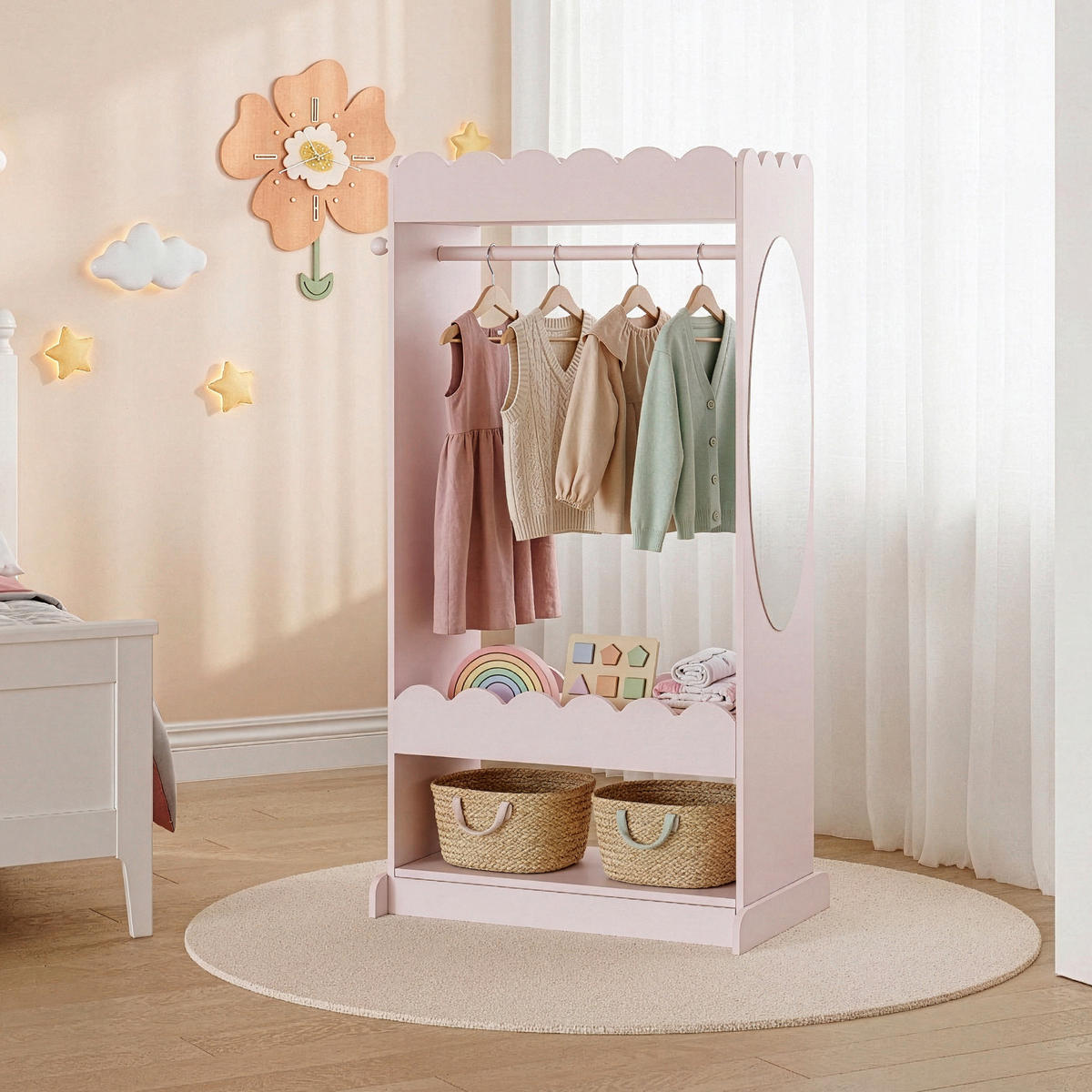 KINDERGARDEROBE Vestnes - Hellrosa, Holzwerkstoff (62.5/120/38cm) - [en.casa]