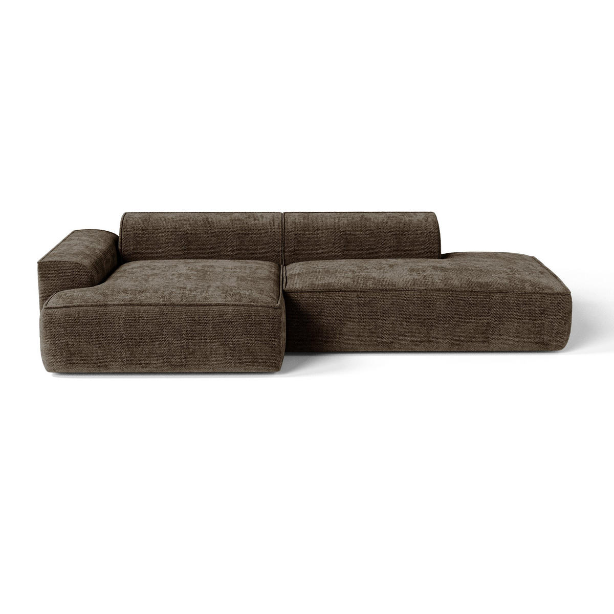 ECKSOFA (links) HANA Strick-Samt Espressobraun 260cm - Dunkelbraun/Braun, Textil (260/155cm) - Premium Interiors