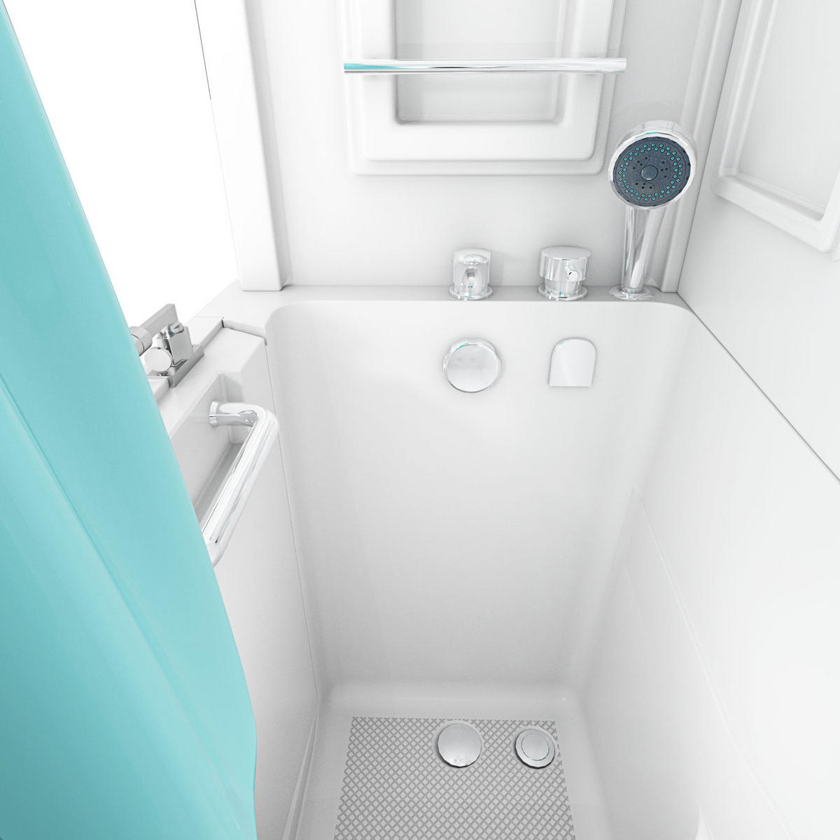 SENIOREN Dusche Sitzwanne mit Tür S08D-C-R - Weiß, Glas/Kunststoff (110/68/205cm) - AcquaVapore by Sandra Jentho