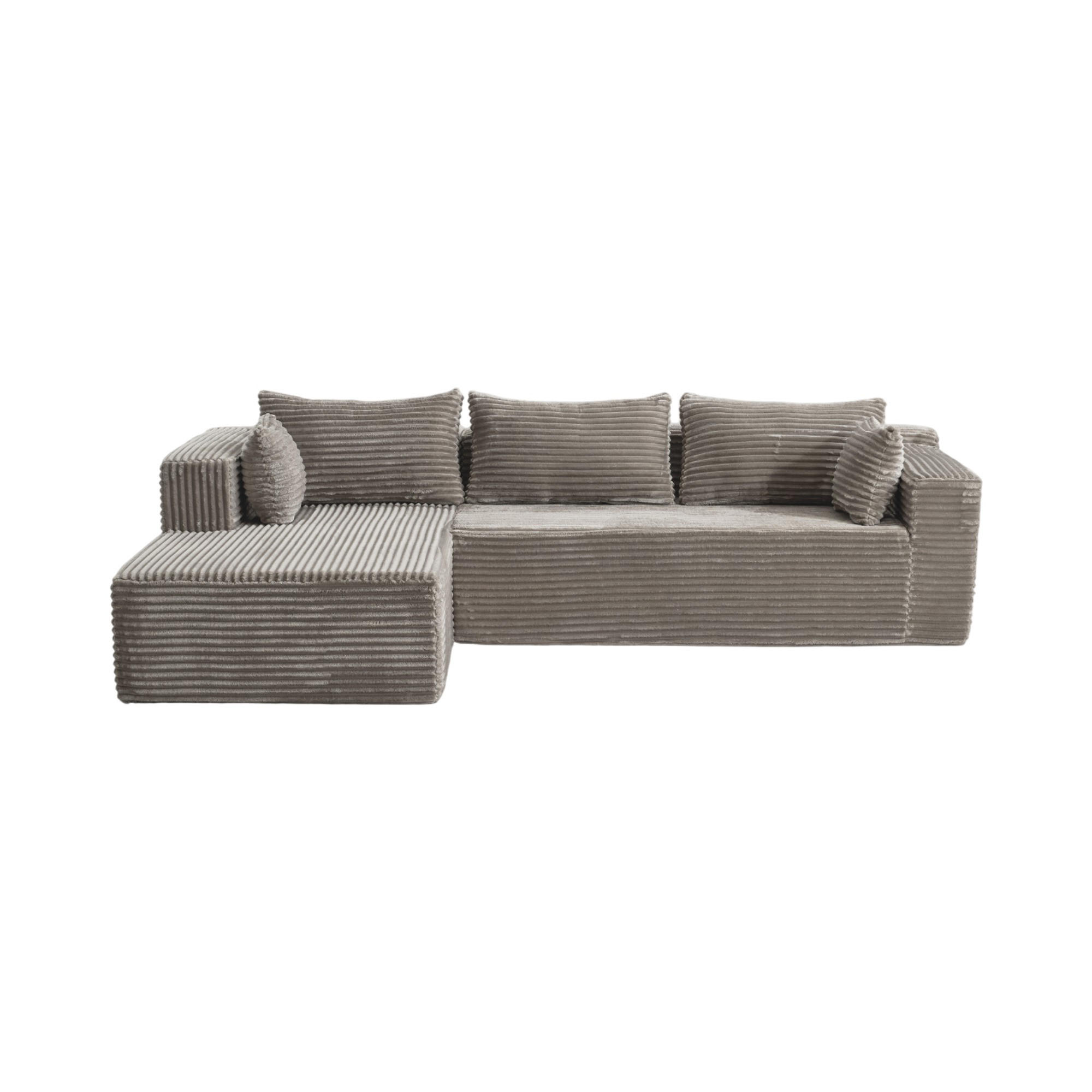 SOFA modulares Ecksofa L-Form Cord Grau 2-tlg. - Grau, Kunststoff (179/279cm) - Meubliv