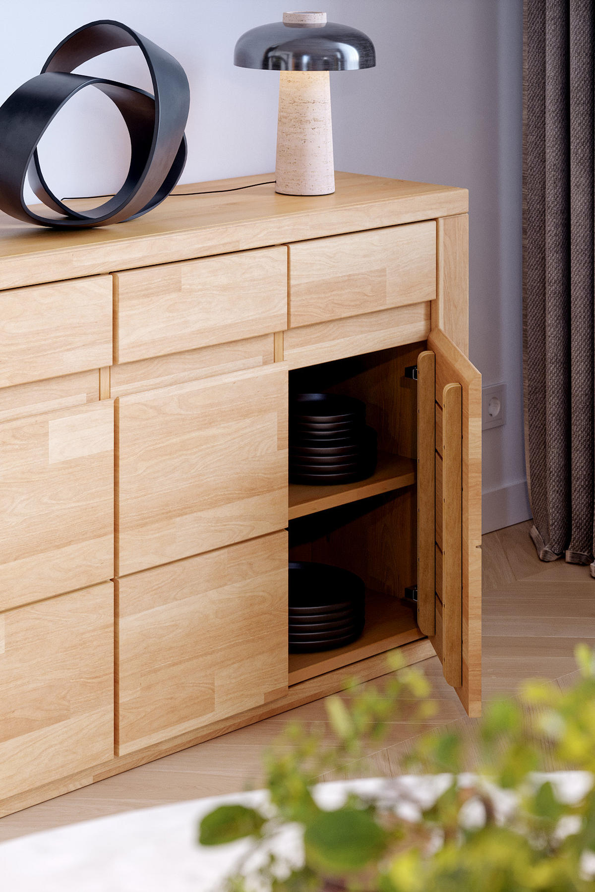 KOMMODE Viborg - Buchefarben, Holz (35/80/127cm) - kiki design