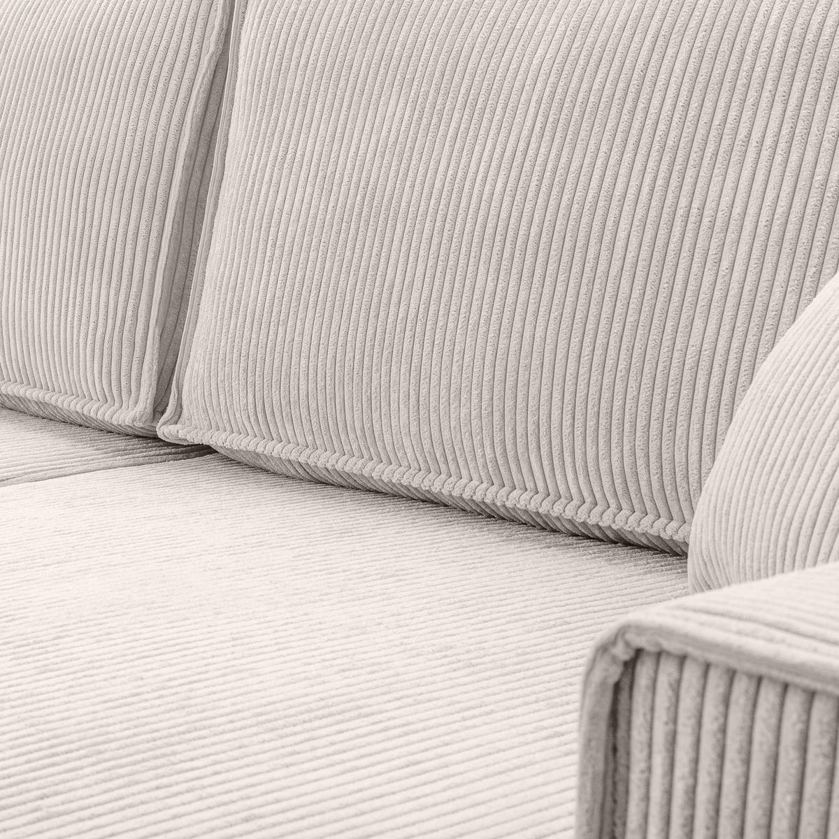 WOHNLANDSCHAFT Cedria Weiß 389/145/85 cm mit Schlaffunktion - Creme/Schwarz, Kunststoff/Textil (389/85/145cm) - AX Living