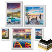 WANDBILDER 5er-Set - 50x50 cm & 20x30 cm & 40x60 cm Weißer Rahmen - Seen- und Berglandschaft Łódź - Weiß, Kunststoff (40/60cm) - ArtPrintCave