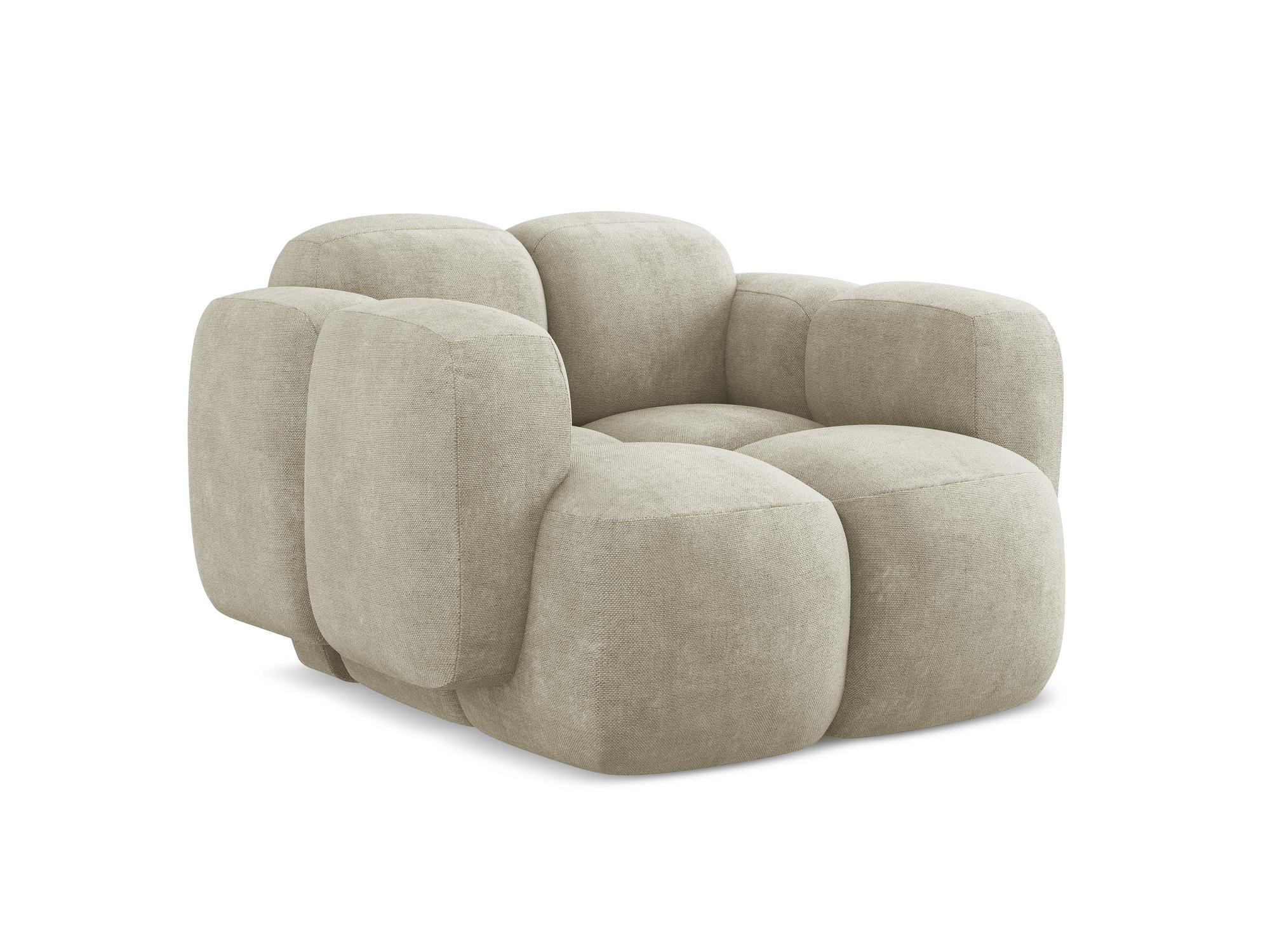 SESSEL Chenille Stoff Beige - Beige/Schwarz, Holzwerkstoff/Kunststoff (120/72/115cm) - Makamii