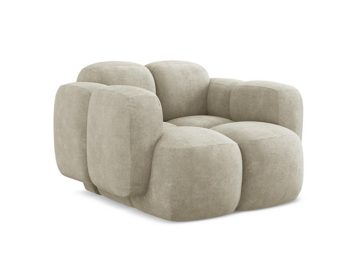 SESSEL Chenille Stoff Beige - Beige/Schwarz, Holzwerkstoff/Kunststoff (120/72/115cm) - Makamii