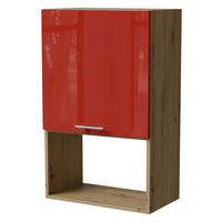 MIKROWELLENUMBAUSCHRANK Brerra W4MK/60 Eiche Artisan / RAL 3002 karminrot Hochglanz 60 /32,5 / 96cm - Rot/Eiche Artisan, Holz/Holzwerkstoff (60/96/32.5cm) - Feldmann-Wohnen