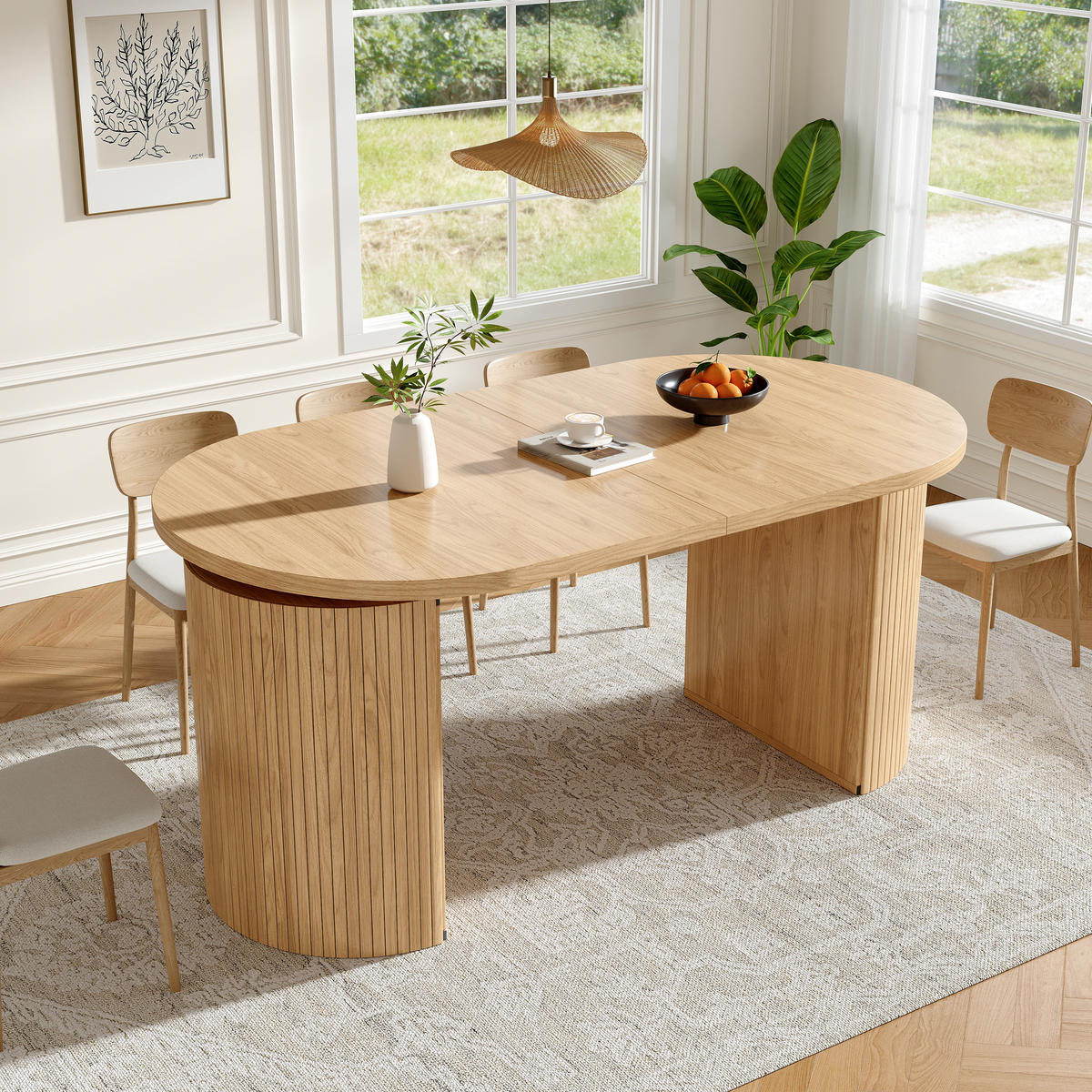 ESSTISCH in Natufarben Ausziehbarer Küchentisch mit verstecktem Stauraum, für Küche, Arbeitszimmer und Wohnzimmer - Hellbraun, Holzwerkstoff/Metall (160/80/76cm) - STILVORA