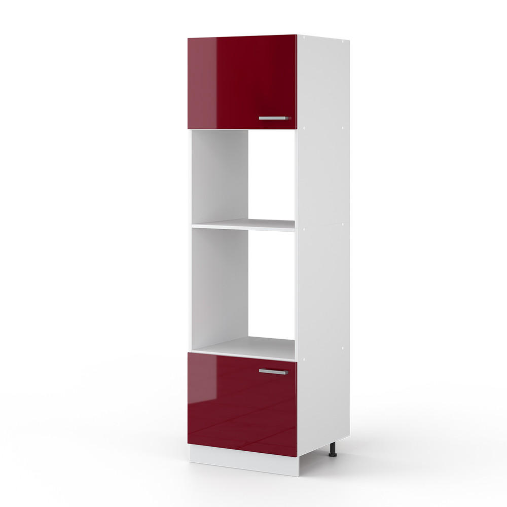 MIKROWELLENSCHRANK R-Line Bordeaux Hochglanz 60 cm - Bordeaux/Weiß, Holzwerkstoff (60/206.8/57.2cm) - Vicco