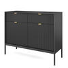 SIDEBOARD NANAIMO KOM2-2D2S Profilierte Fronten, Schwarz - Schwarz, Holzwerkstoff/Kunststoff (104/83/39cm) - Komodee