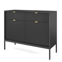 SIDEBOARD NANAIMO KOM2-2D2S Profilierte Fronten, Schwarz - Schwarz, Holzwerkstoff/Kunststoff (104/83/39cm) - Komodee
