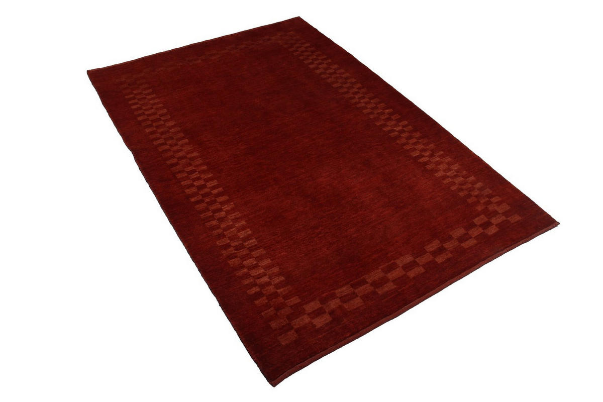 GABBEH-TEPPICH handgeknüpft Rizbaf Rot 197/132 cm Schurwolle - Rot, Textil (132/197cm) - Looma