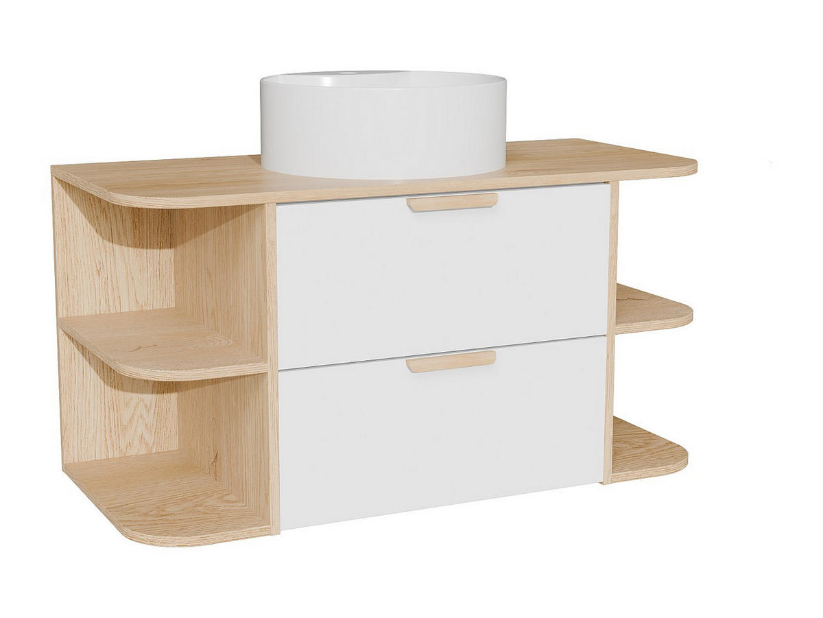 EINZELWASCHTISCH - 100 cm x 46 cm - holz - naturfarben hell, weiß Avoreli - Weiß, Holz (100/50/46cm) - Vente-Unique