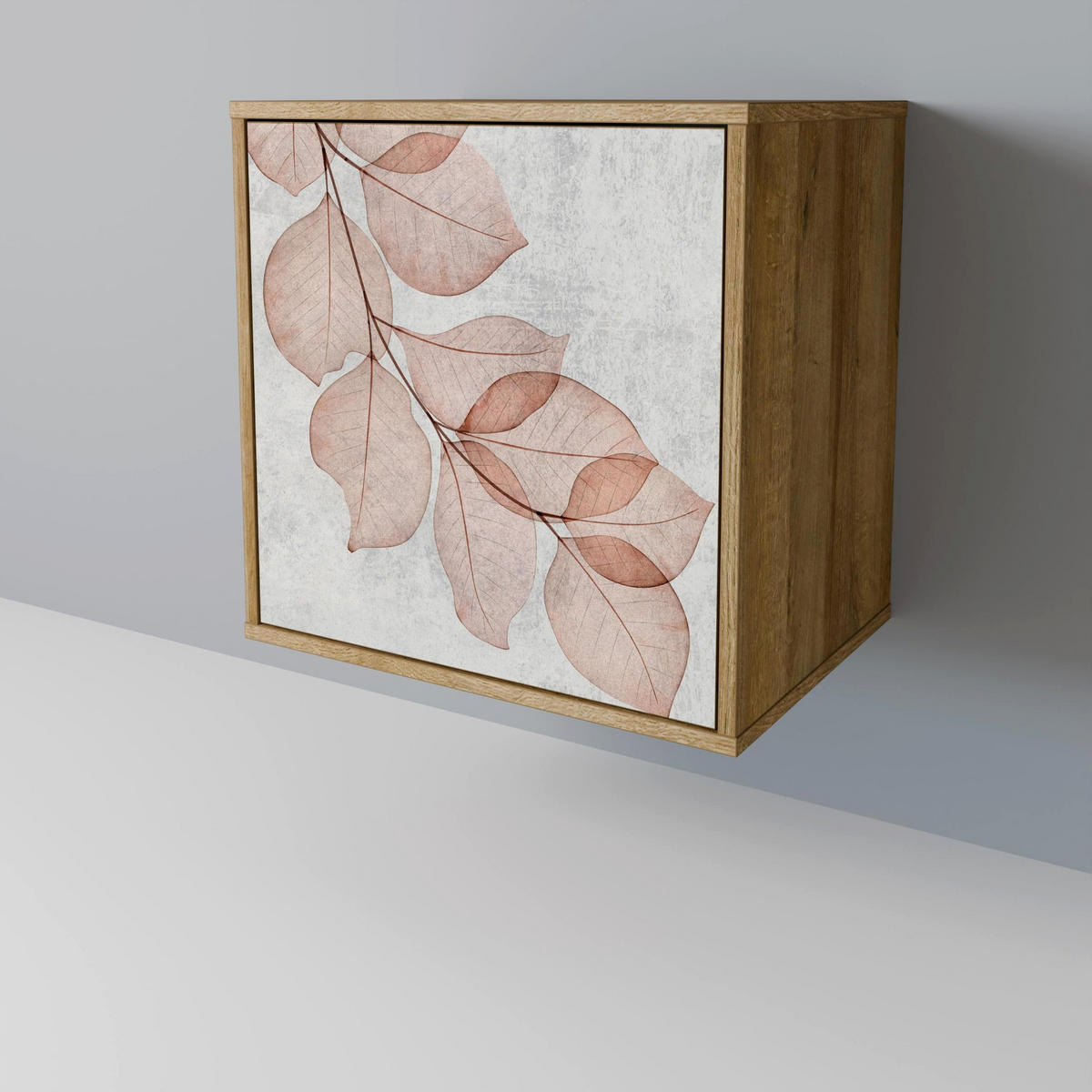 SIDEBOARD AUTUMN FRAGILITY, Eichefarben, 57,5x42x67,5 cm, Schwarze Metall-Rahmenfüße - Eichefarben/Multicolor, Holzwerkstoff/Metall (57.5/67.5/42cm) - SpaceRebels
