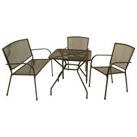 GARTENESSGRUPPE Glasgow - GARTEN-GARNITUR für 4 Personen - Gartenmöbel Set 4-teilig - Streckmetall anthrazit - Grau, Metall - TPFGarden