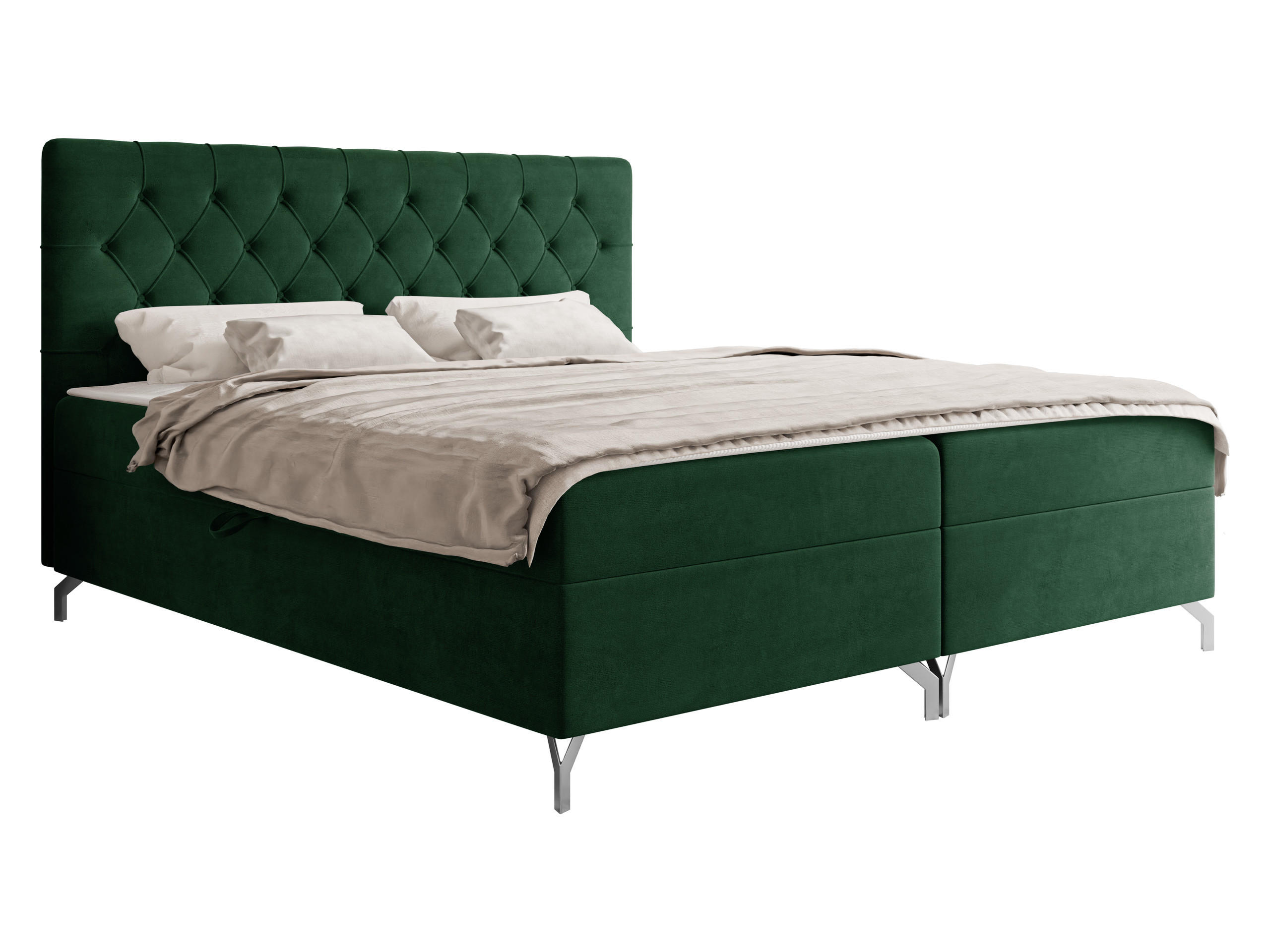BOXBETT Guilette - H3 - Silberfarben/Grün, Holz/Holzwerkstoff (140/200cm) - MIRJAN24