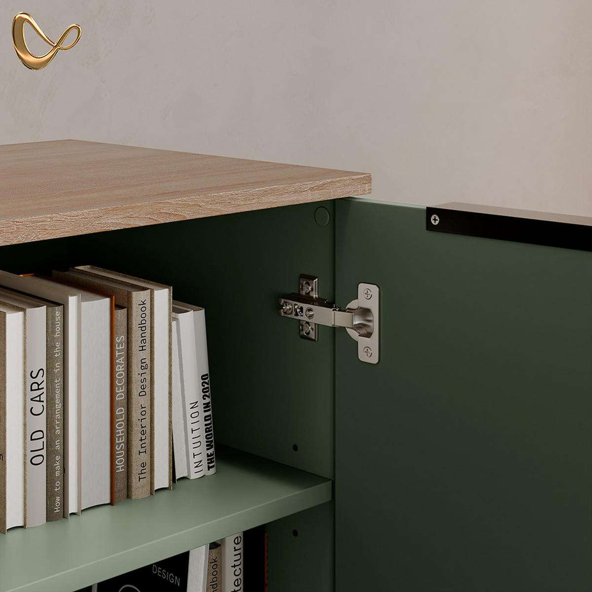KOMMODE Piave Grün mit 2 Türen - Grün, Holzwerkstoff (80/50/40cm) - Livinity®
