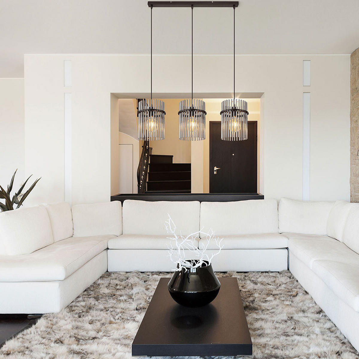 LED HÄNGELEUCHTE Gorley Metall Schwarz - Schwarz, Glas (80/20/140cm) - Globo Lighting