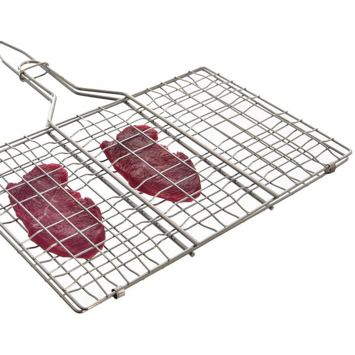 GRILLROST doppelseitig Holzgriff 55 cm Silberfarben - Silberfarben, Metall (35/4/55cm) - Orion 