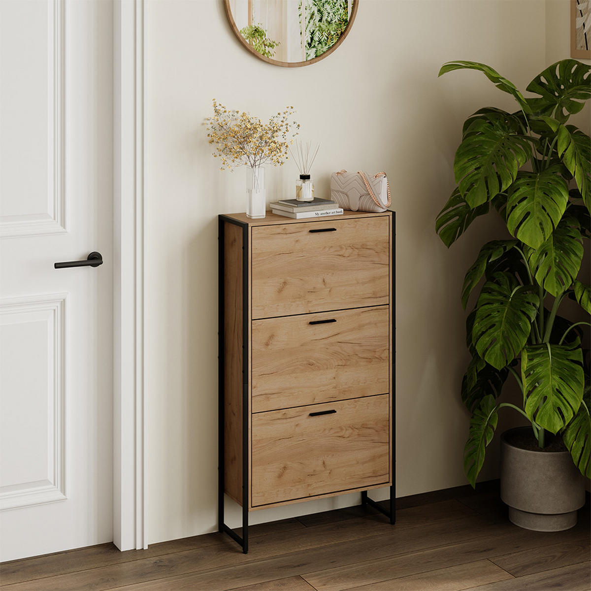 BOTNÍK NA BOTY Folda Dub Goldkraft/černá - černá/barva dubu, kompozitní dřevo (63/119/23.5cm) - Vicco