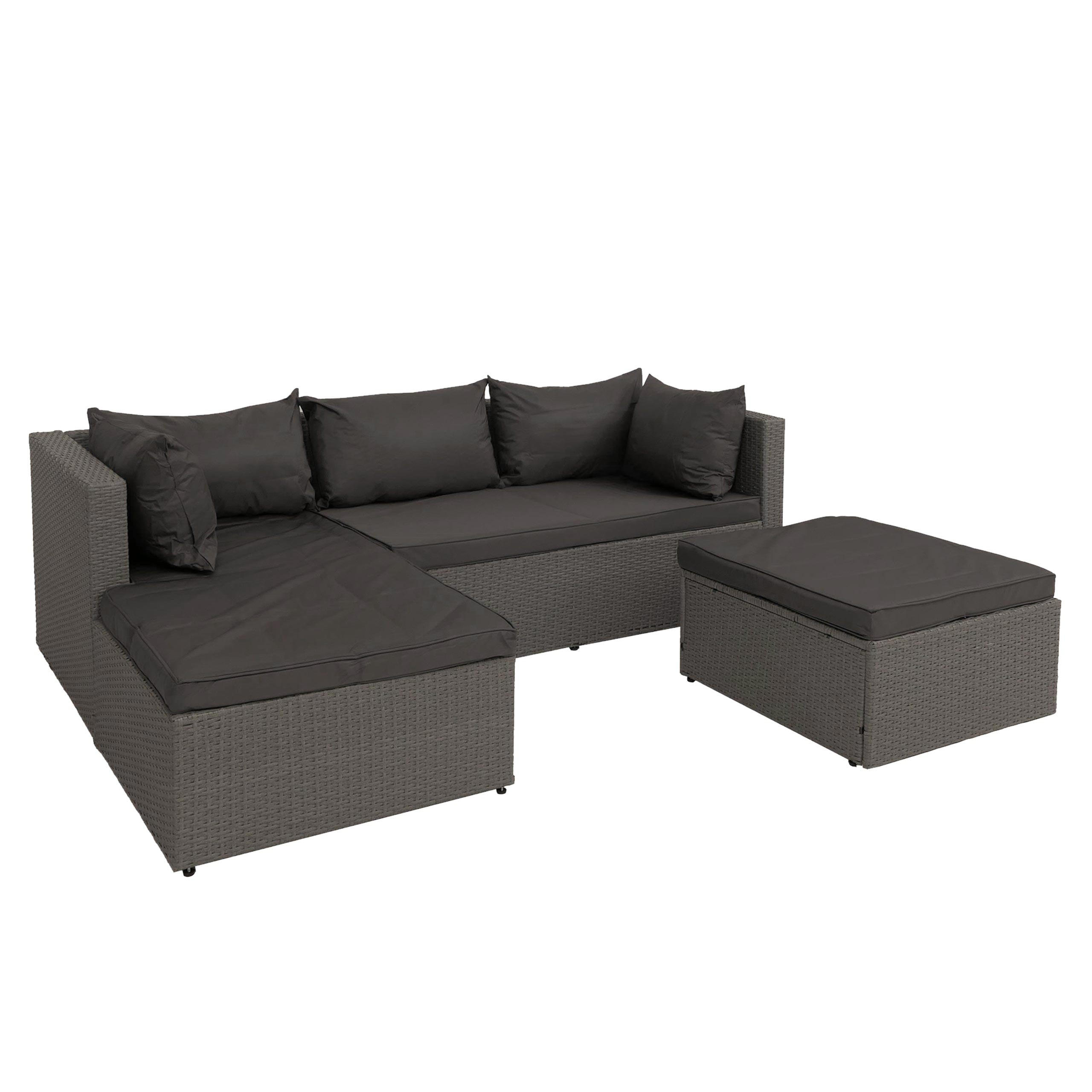 GARTEN-SET Grau Polster Dunkelgrau - Grau, Textil - PROREGAL