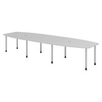 KONFERENZTISCH groß KT40 130/400/74 cm in Grau/Füße in Silberfarben - Silberfarben/Grau, Holzwerkstoff (130/400/74cm) - bümö