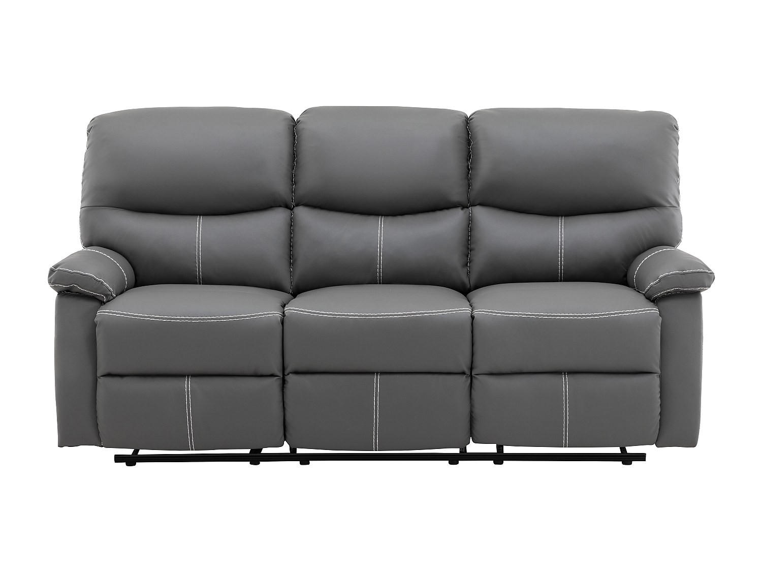 RELAXSOFA - 3 Personen - kunstleder - grau Canby - Grau, Leder (183/95/90cm) - Vente-Unique