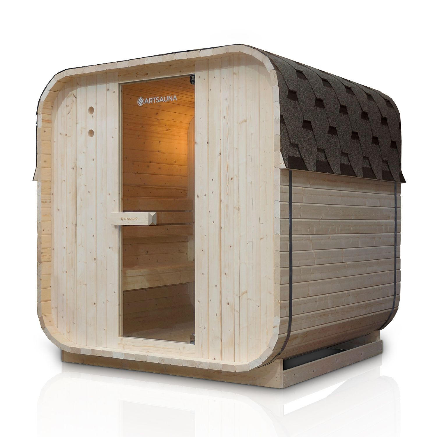 FASSSAUNA Nolvik L inkl. Zubehör-Set - Naturfarben, Holz (185/194/180cm) - Artsauna