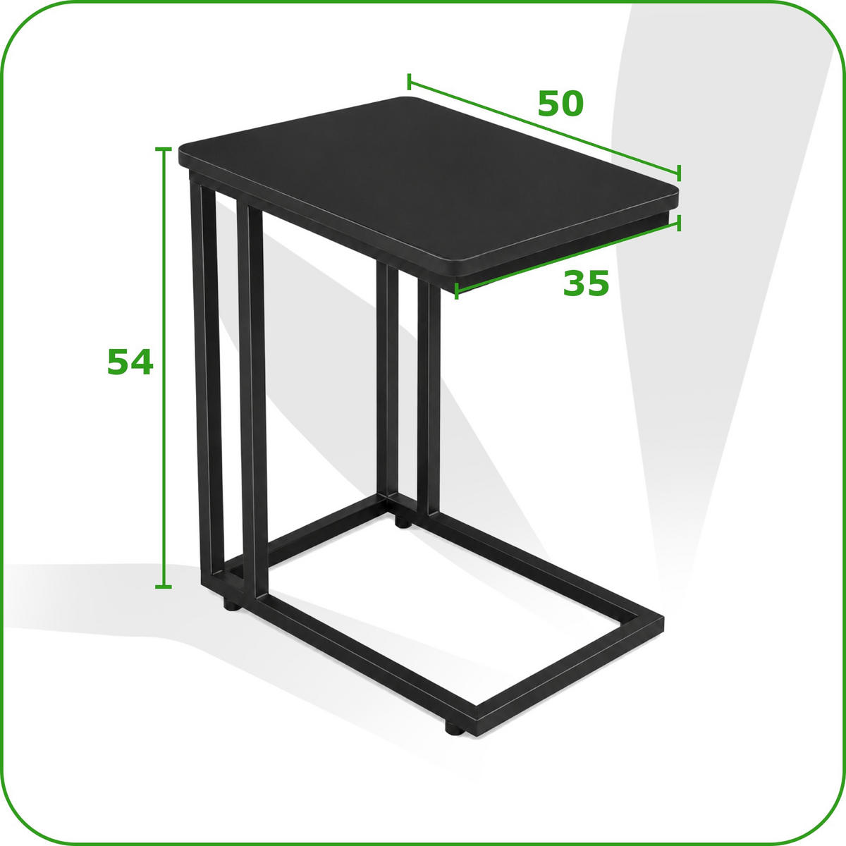 BEISTELLTISCH Metall MDF Schwarz mit Rollen oder Standfüßen 50x35x54 cm - Schwarz, Metall (50/35/54cm) - Begryf