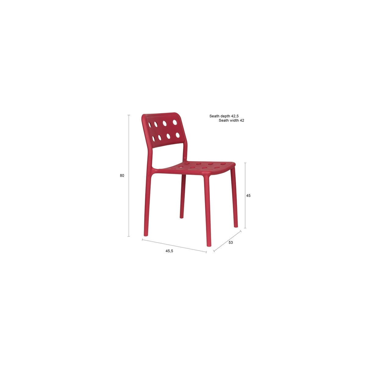 ESSZIMMERSTUHL Serra Rot - 4 er Set - Rot, Kunststoff (45.5/80/53cm) - Housecraft Living