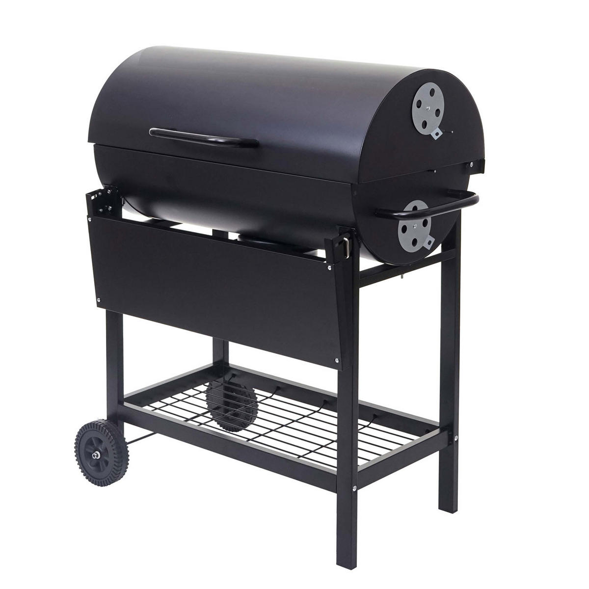GRILLWAGEN MIT DECKEL UND ABLAGE Schwarz - Schwarz, Metall (93/103/70cm) - MCW