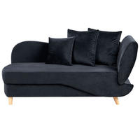 CHAISELONGUE-RECHTSSEITIGE mit Stauraum Samtstoff Schwarz Meri - Schwarz/Braun, Textil (155/76/69cm) - Beliani