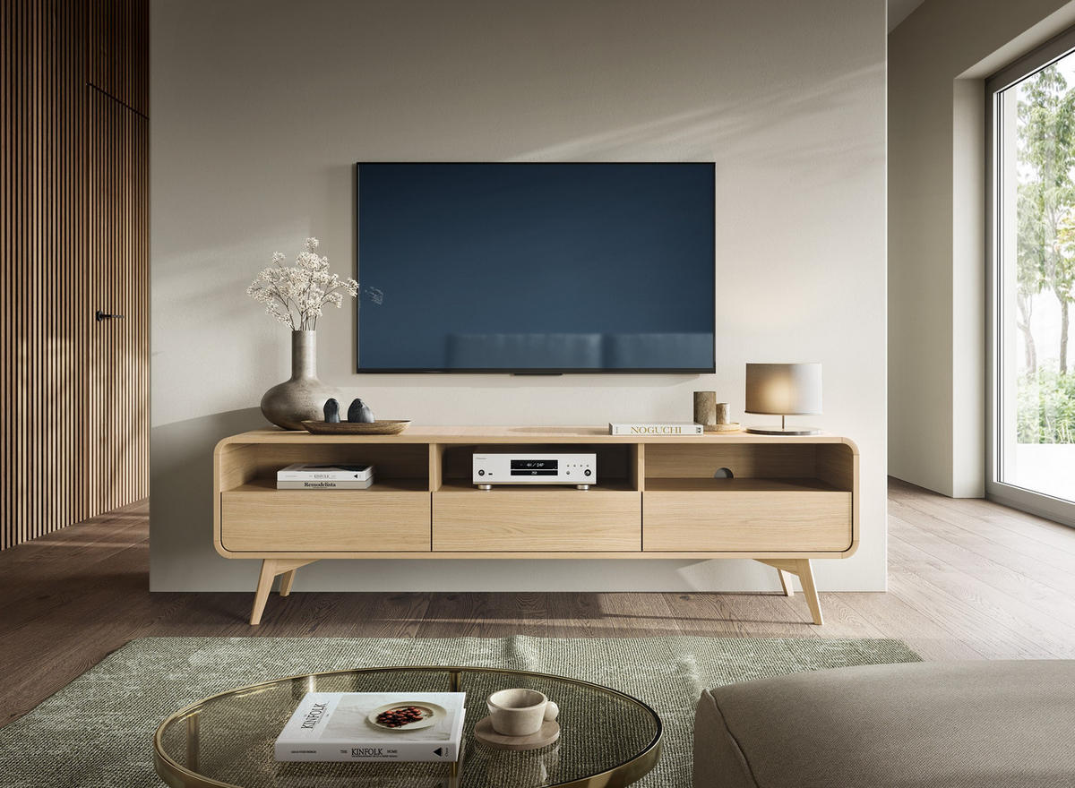 TV-SCHRANK Velion Vincenza Eiche, mit Schubladen - Eichefarben, Holzwerkstoff (180/53/39cm) - Bettso
