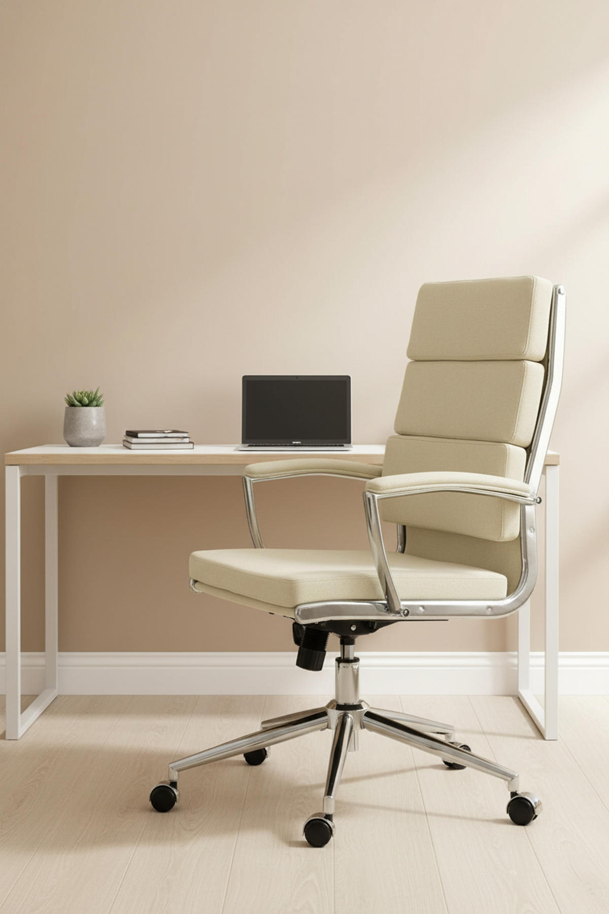 BÜROSTUHL Cyron Stoff creme - Chromfarben/Creme, Textil/Metall (61/115/65cm) - TPFLiving