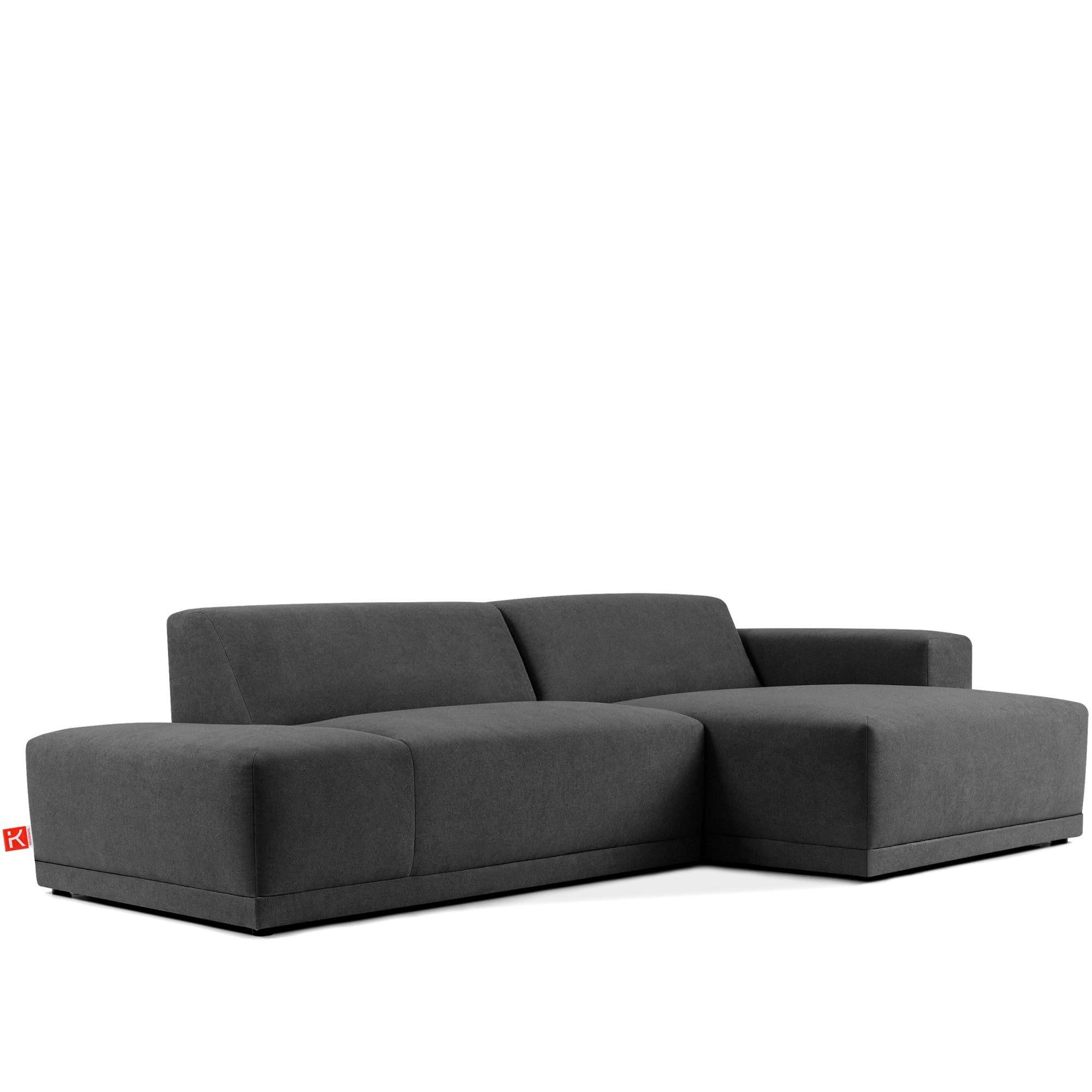 ECKSOFA RECHTS MUDI in moderner Optik mit hochwertigem Kaltschaum, Cord-Stoff, Dunkelgrau - Dunkelgrau/Schwarz, Textil (280/160cm) - KONSIMO®
